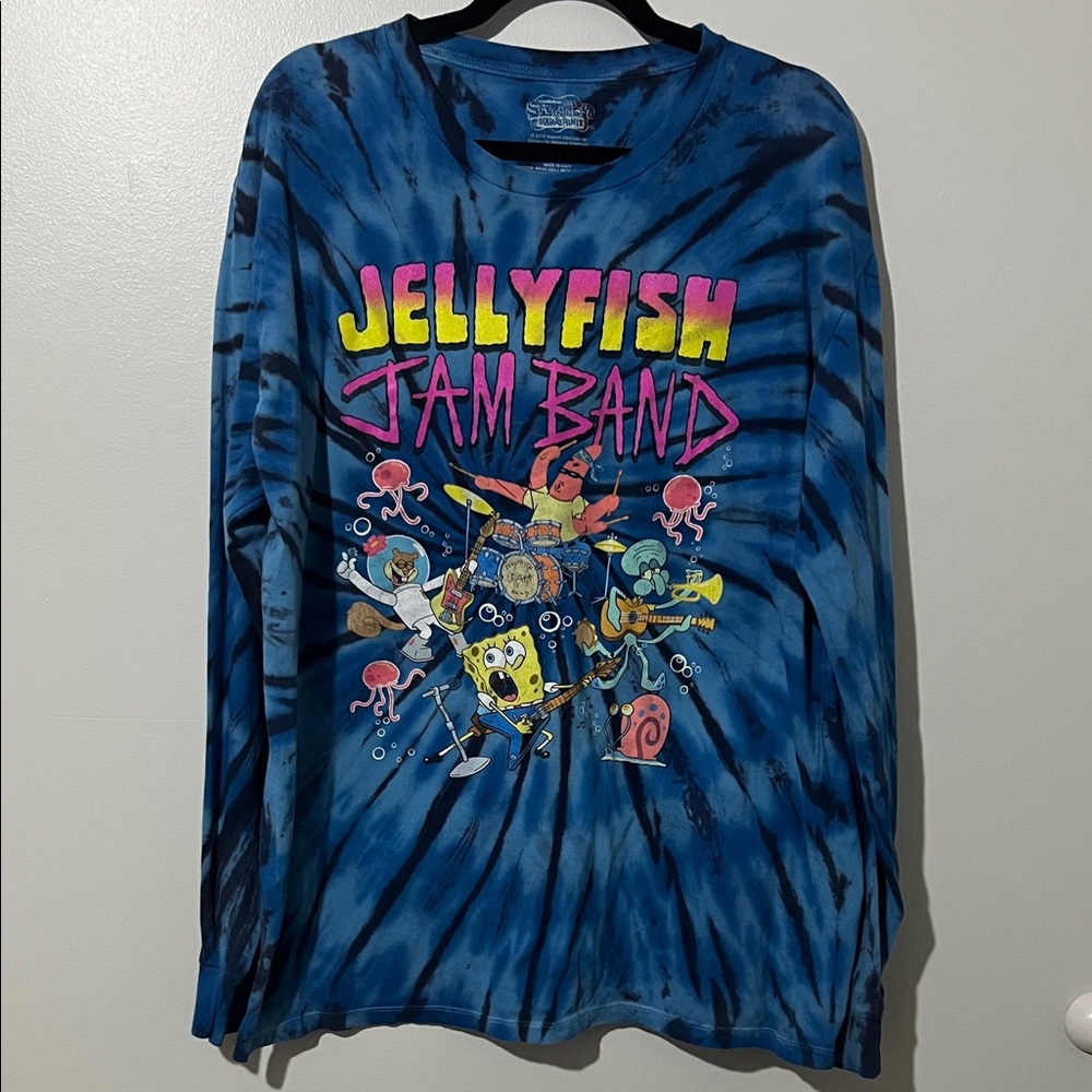 SpongeBob SquarePants Jellyfish Jam Band Tie-Dye Long-Sleeve T-Shirt L